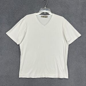 Raffi Shirt Mens Large White‎ V Neck Tee T-Shirt Soft Cotton Basic Casual Top